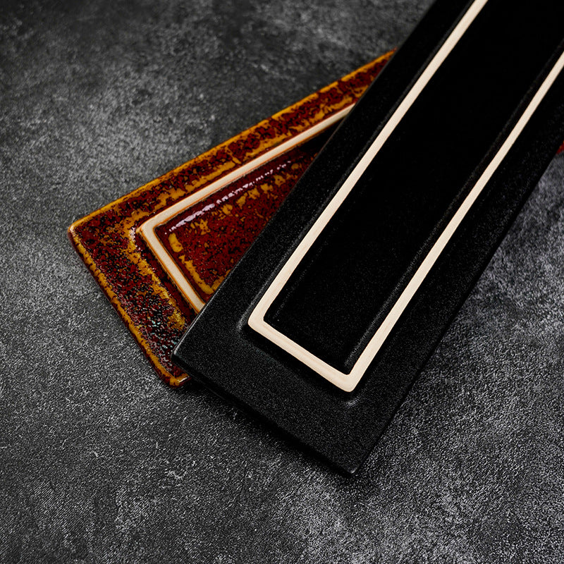 Japanese retro kiln creative sushi long tray restaurant household ticket sushi roll dessert pastry flat plate