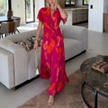 summer new women's fashion: european and american style cross-border dress - trendy casual vacation style tie-waist loose maxi dress