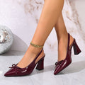 2026 new summer women's high heels - european & american style pointed toe chunky heel with bow detail