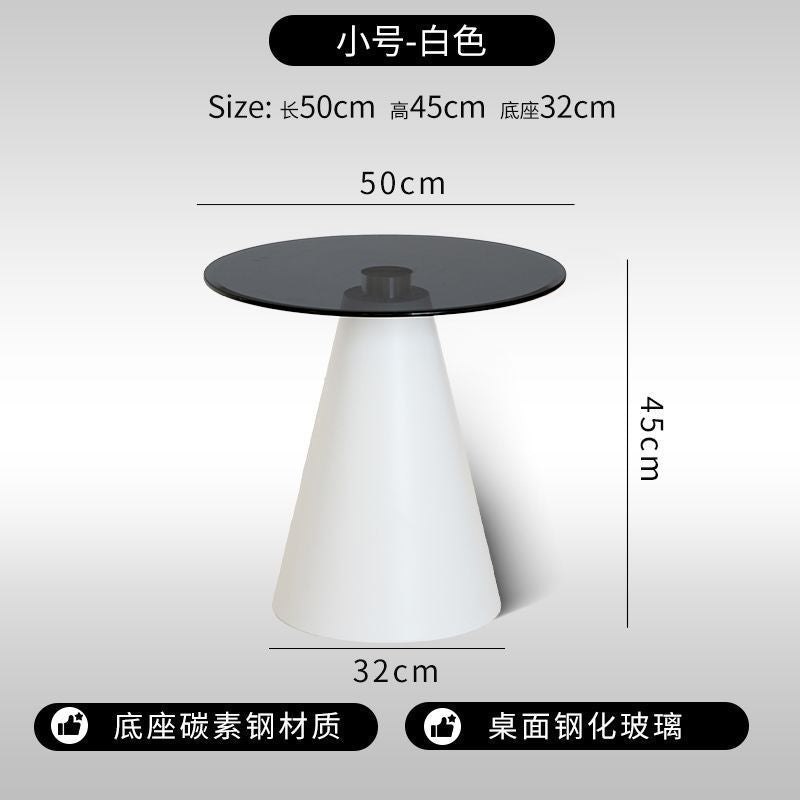 Minimalist glass coffee table - modern round/square top - simple, light luxury living room tempered glass side table
