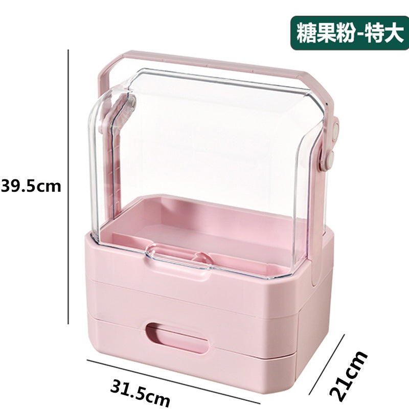 Luxury transparent dustproof cosmetic organizer - large capacity drawer-style storage box for skincare, lipstick, and jewelry