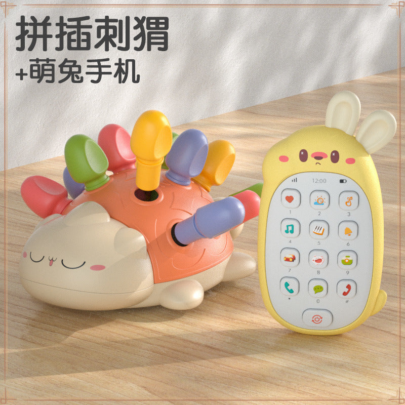 Hedgehog assembly hole pulling nails 6 months 8 baby concentration training early education baby toys 1 3 years old puzzle