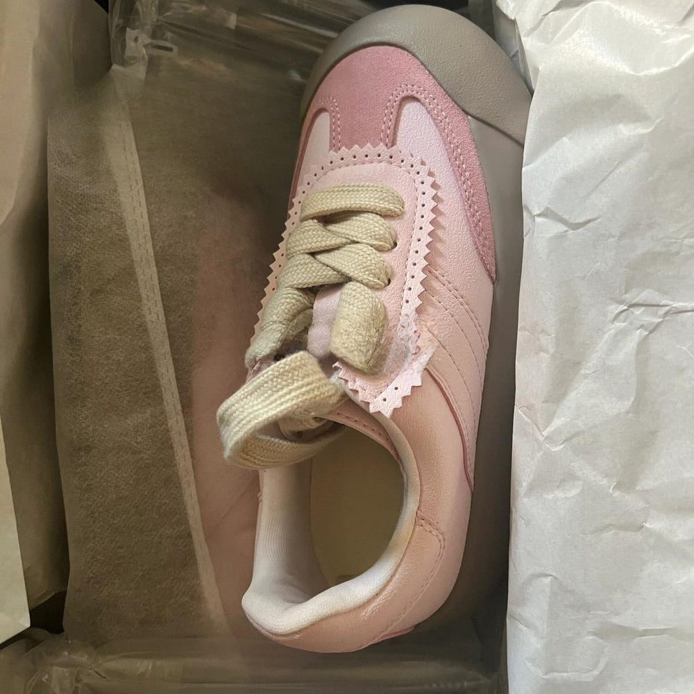 Pink german army trainers (gats) women's shoes 2026 new spring thick sole height increasing shoes retro puffy shoes casual sneakers athletic shoes