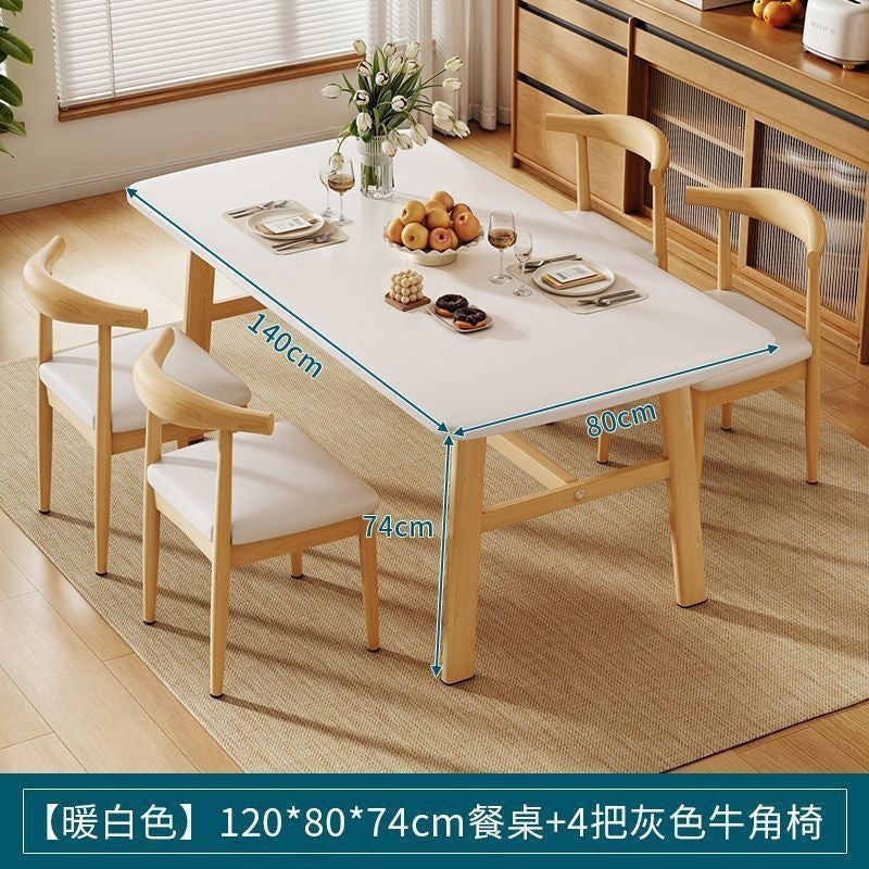 Dining table and chair combination small apartment for home rectangular table and chair commercial breakfast shop dining table and chair fast food restaurant iron horn chair