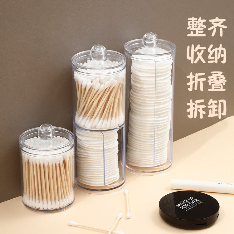 Cotton swab desktop cotton remover transparent acrylic storage box storage dresser dustproof puff finishing with cover
