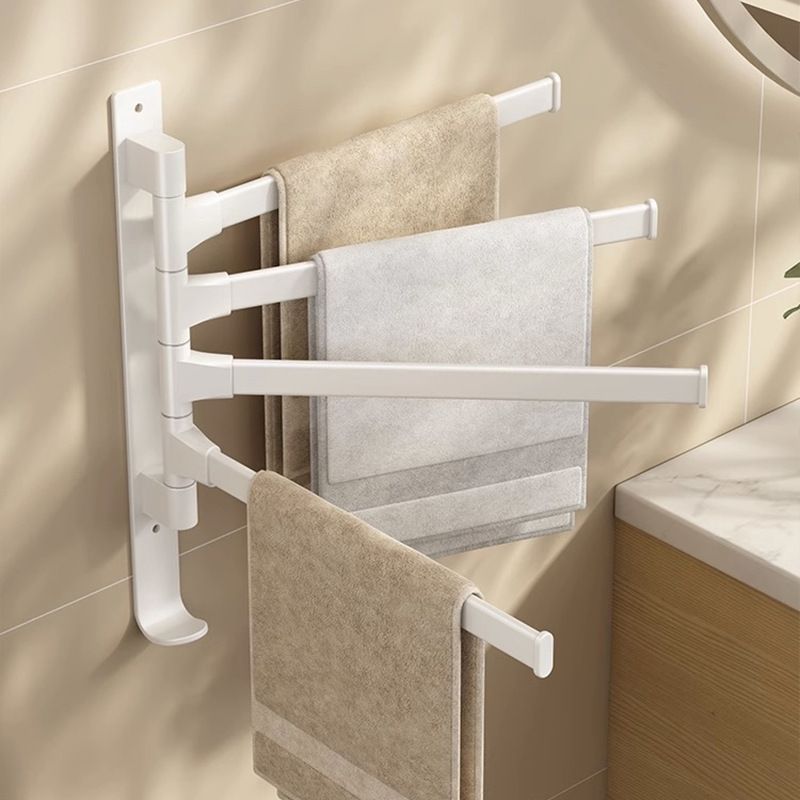 White rotating towel rack, no drilling required, bathroom shelf, towel bar, bathroom essential, towel storage rack