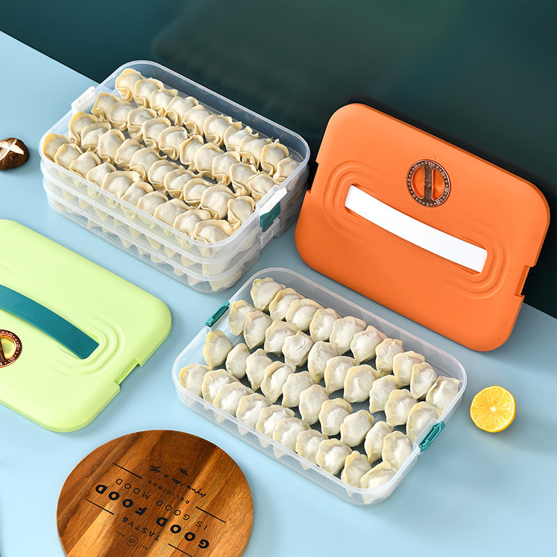 Dumpling box household refrigerator dumpling storage box quick-freezing special food-grade wonton fresh-keeping box with handle sealed box