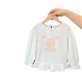 Baby girl's stylish and adorable cartoon shirt top, girls' spring and autumn wear, korean style, skin-friendly pure cotton doll shirt, trendy