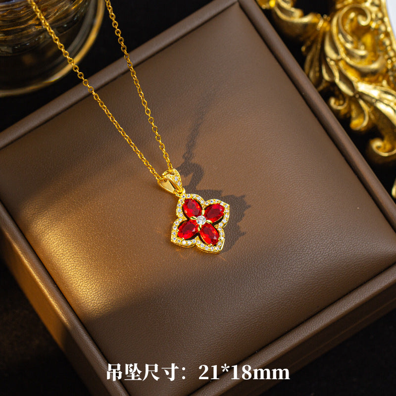 [set] cross-border fashion elegant light luxury full zirconium sweater chain exquisite copper micro-embedded earrings necklace jewelry combination