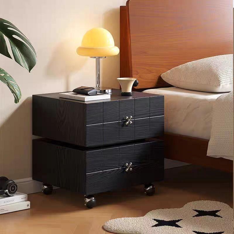 Rotatable drawer chest sofa side table solid wood creative light luxury mid-century style drawer storage cabinet bedside table