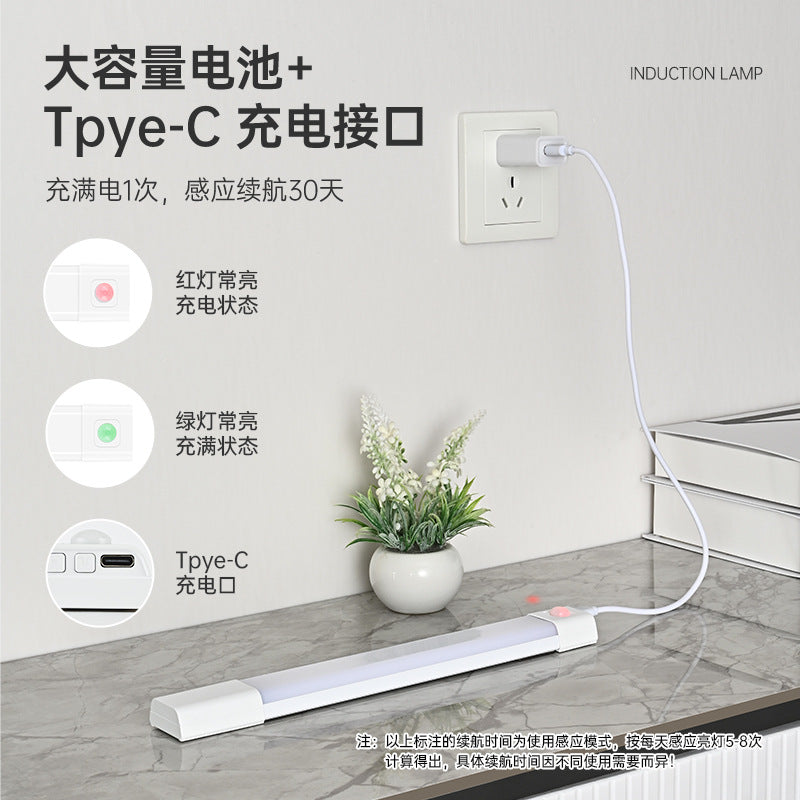 Motion sensor led strip lights - smart, magnetic, no wiring, rechargeable, self-adhesive - ideal for cabinets, wine racks, and wardrobes