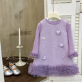 Girls' dress  autumn new collection: chanel-inspired outfit, korean style heart print tank dress, first birthday fairy princess dress