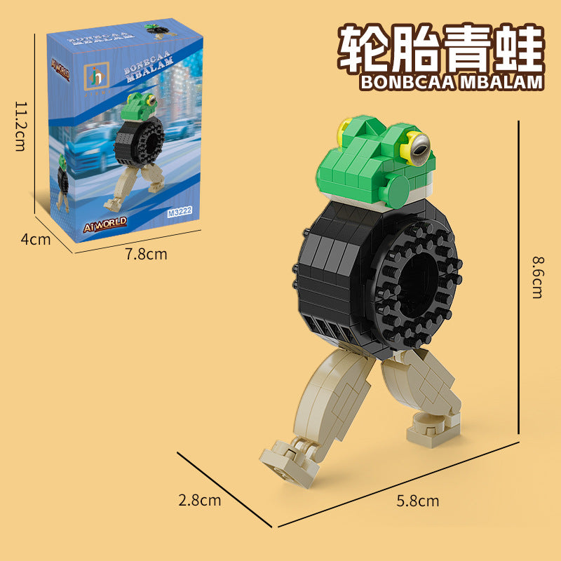 [half price big sale] ai shan hai jing wooden stick man banana monkey shark puzzle assembled building blocks handmade toy ornaments