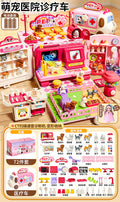 Kids' doctor play set - pretend play medical kit for girls, includes pet bus, baby girl gift box, birthday present