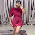 European and american cross-border women's fashion:  autumn new arrival - elegant, designer, ruched, slim-fit, bodycon mini dress