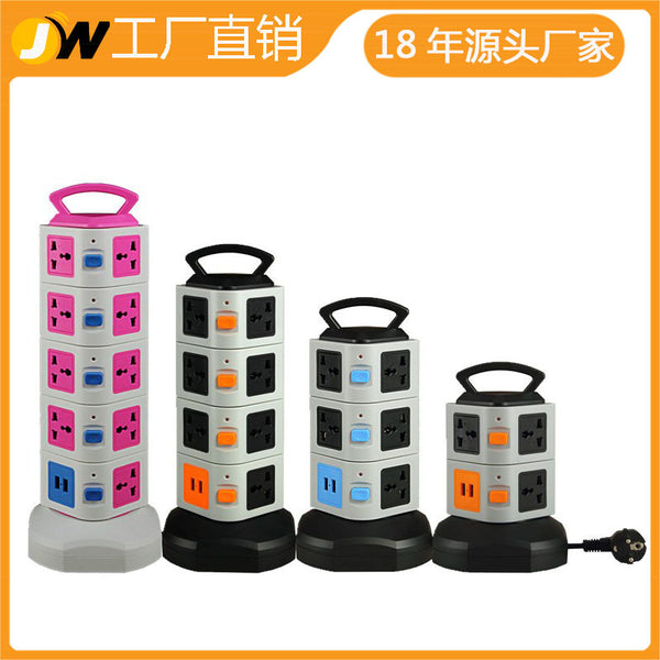 JW European standard American standard intelligent socket tower vertical power strip with USB porous multi-function plug-in board