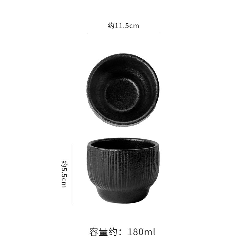 Personalized creative ceramic bowl for home rice bowl ceramic black and white dessert bowl one-person soup bowl noodle bowl