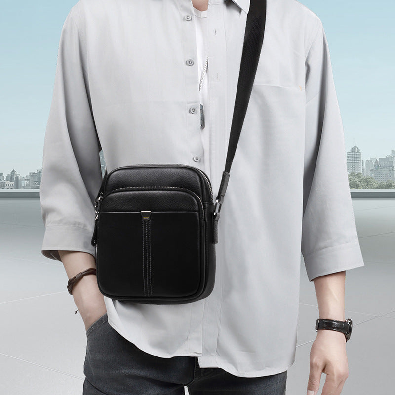 Fashion first layer cowhide shoulder bag business leisure trend men's leather bag high sense lightweight shoulder messenger bag