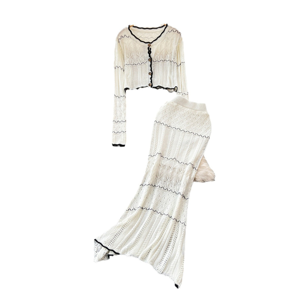 Fall and winter lazy style cable stitchsuit skirt for women chicloose high collar pulloversweater tight hip-covering skirt suit