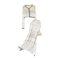 Fall and winter lazy style cable stitchsuit skirt for women chicloose high collar pulloversweater tight hip-covering skirt suit