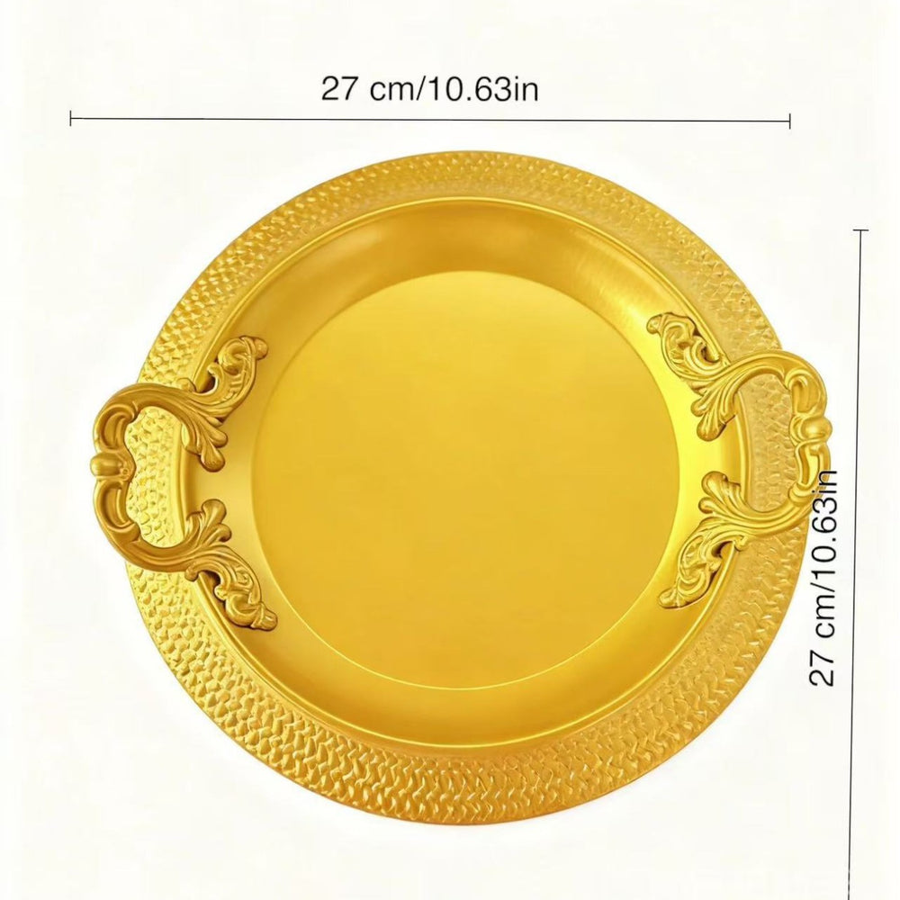 Manufacturer european style creative home elegant metal pattern tray party wedding hotel restaurant decoration tray