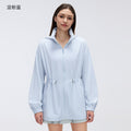 Storable hooded stand-up collar sports outwear women's drawstring waist slimming look medium longcardigan zipper jacket d26066