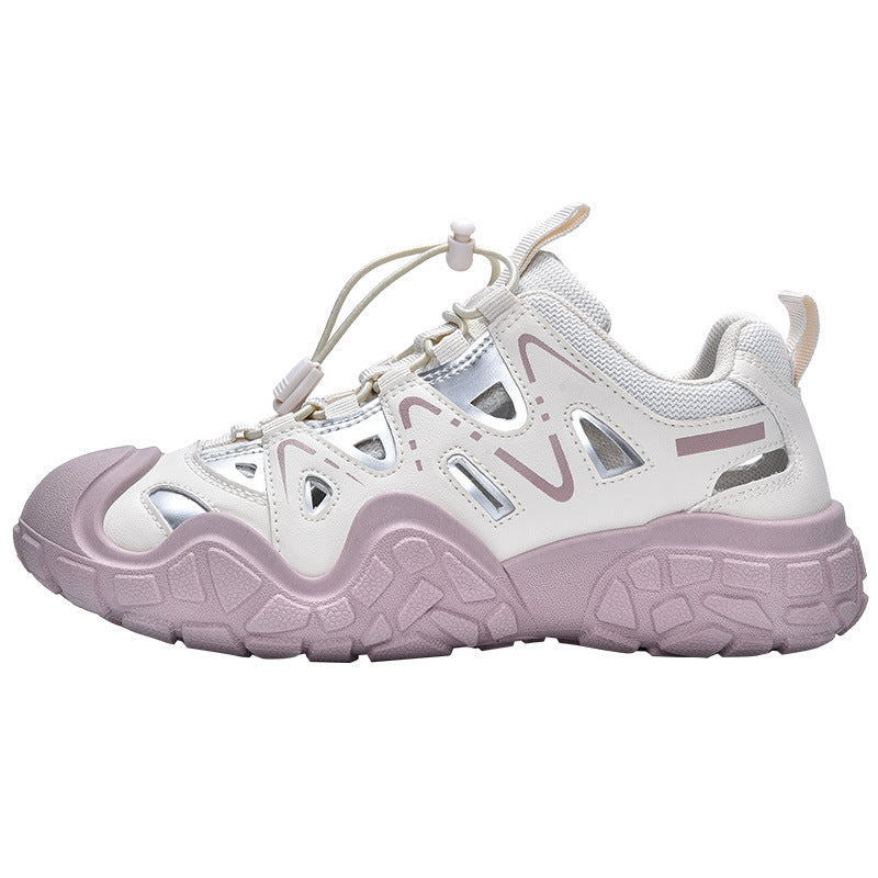 Fashionable outdoor hollow-out casual shoes for women, 2026 summer new collection, chunky sneakers, running shoes, hiking shoes, dad shoes