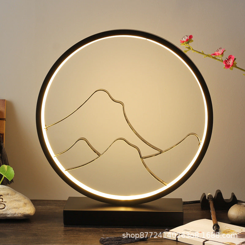 Minimalist modern circle table lamp - bedroom bedside lamp with remote control, creative personalized gift ornament, usb phone charger