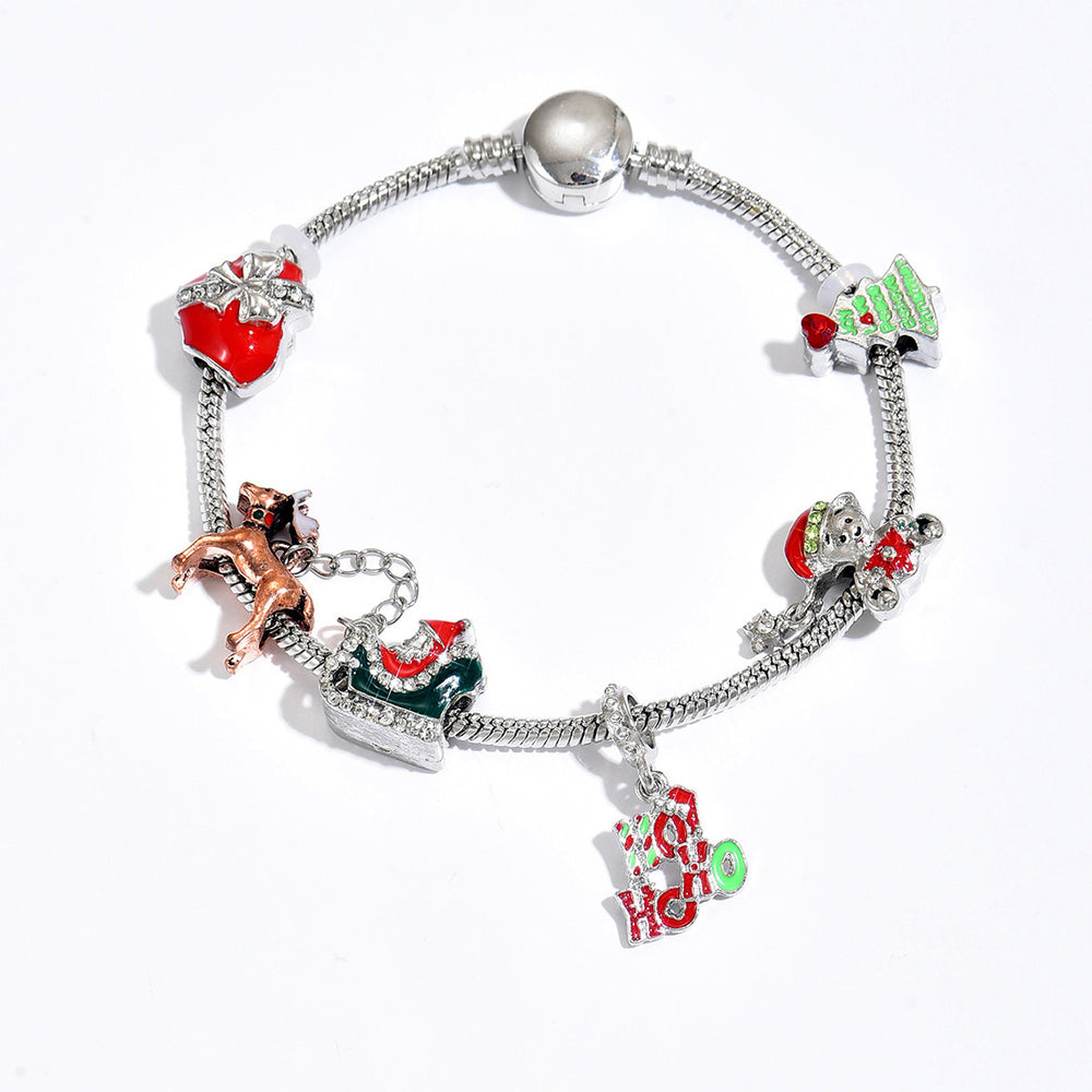 new arrival christmas bracelet jewelry fashionhip hop punk style alloy dripping oil santa claus gift bracelet