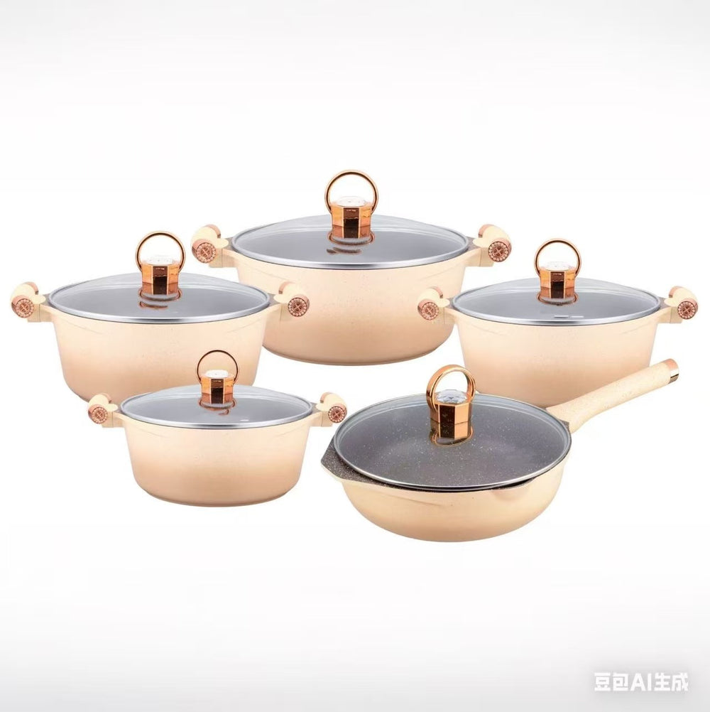 Exportexportfor home non-stick stone soup pot 10-piece set 10 pcs advanced non stick pot