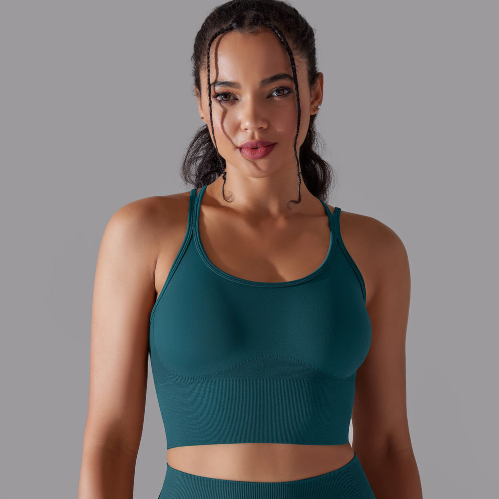 fashionpure color cross-back sports intimates tight bubble wrap high-strength yoga fitness bra bra for women
