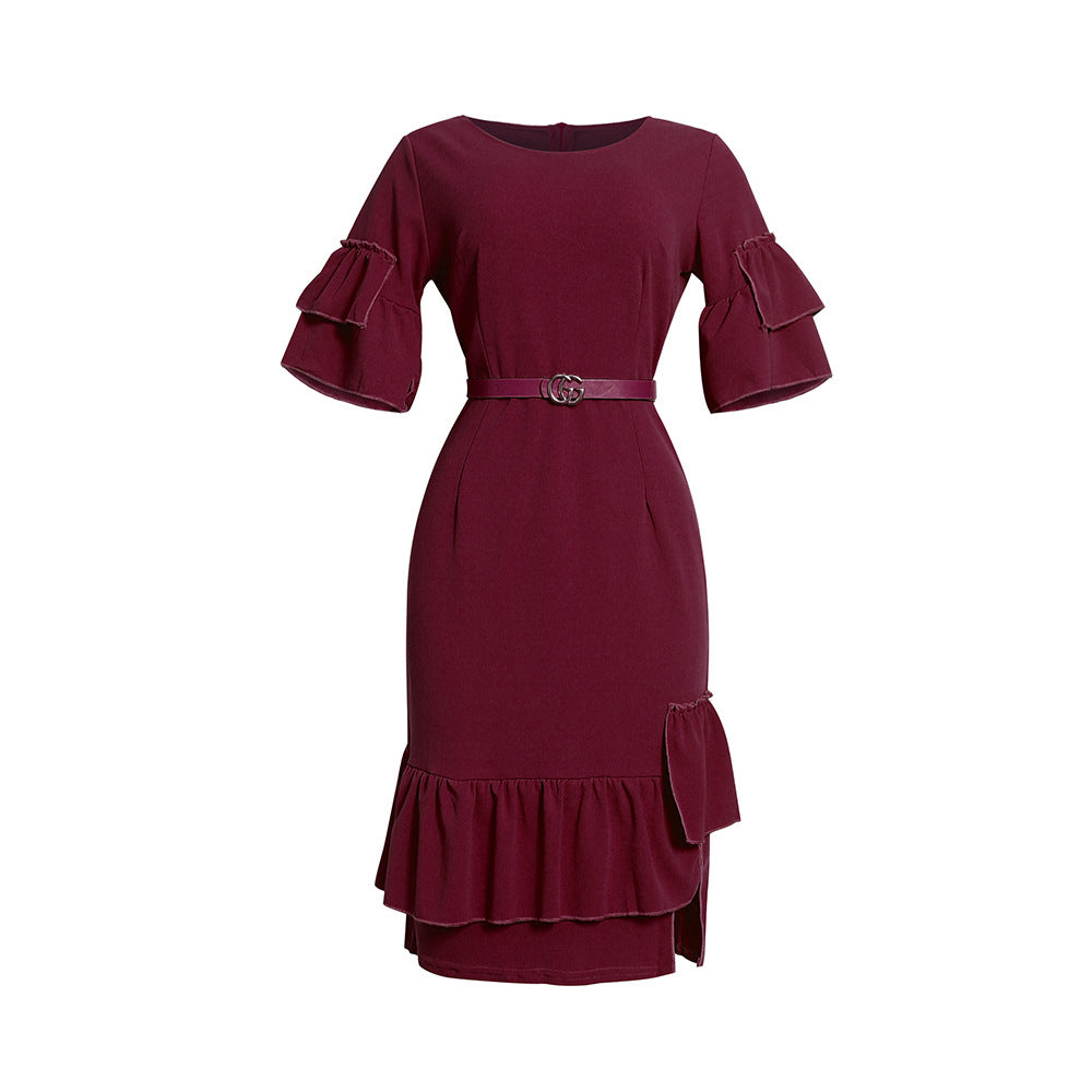 Fashion cross-border export women's dress african clothing plus size women's olwork clothing hip-covering cake skirt with belt
