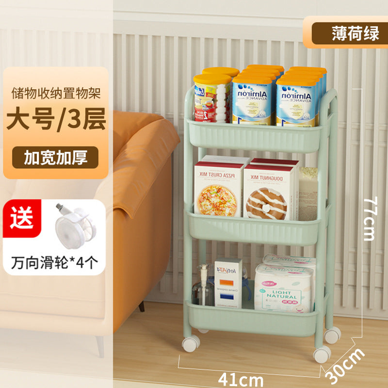 Multi-tier rolling cart organizer - portable storage rack for snacks, kitchen, bathroom, and more