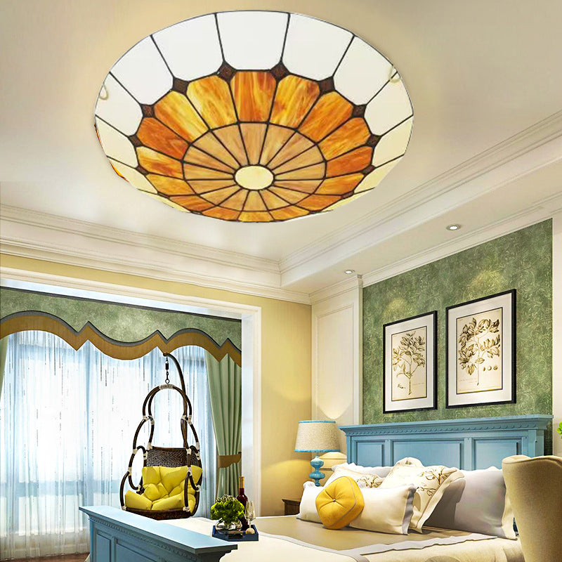 Tiffany art glass round ceiling lamp European style simple living room bedroom study dining room corridor decorative lamp