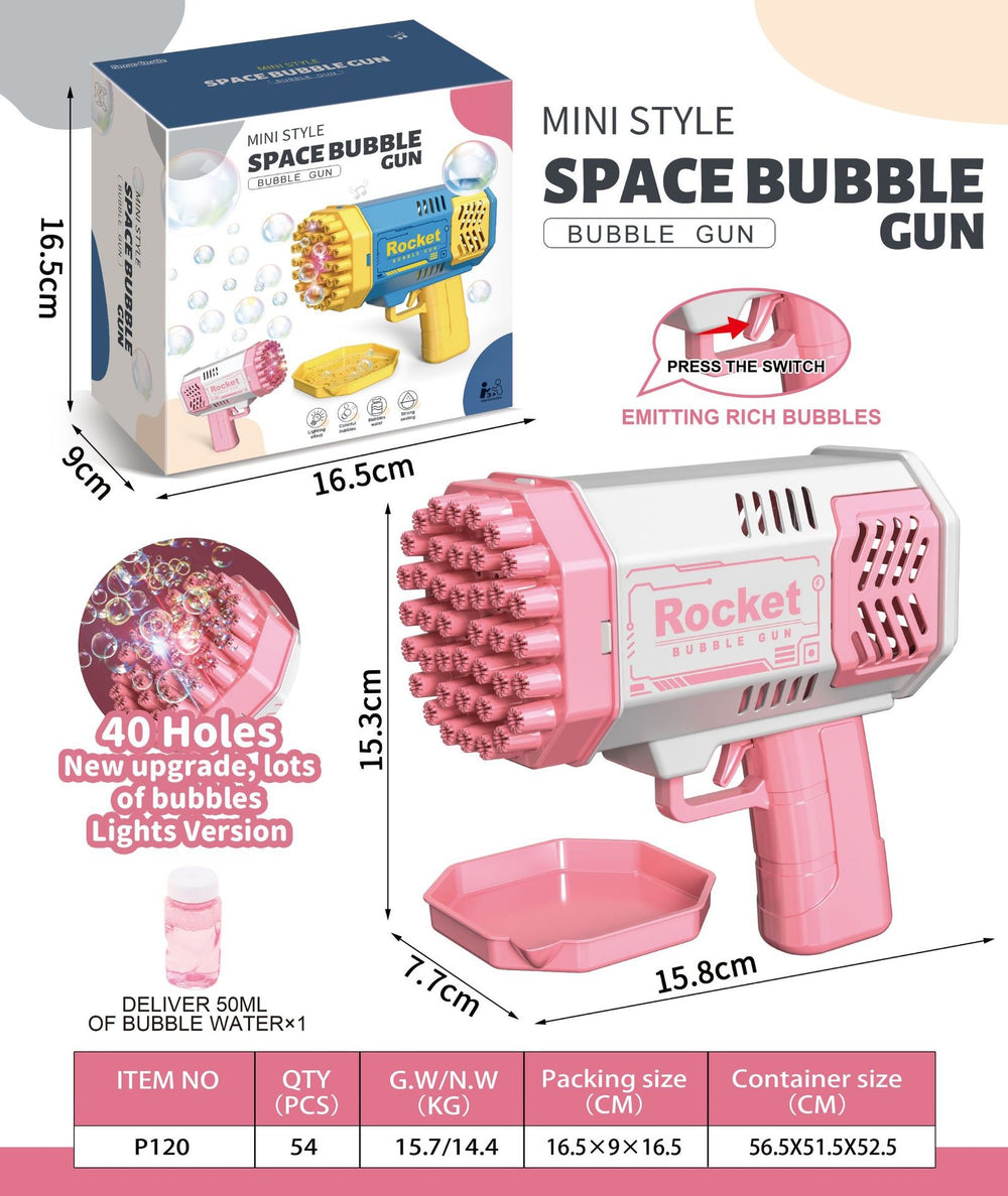 hot selling 40-hole space light bubble machine mini version gatling electric bubble blowing handheld kids toys