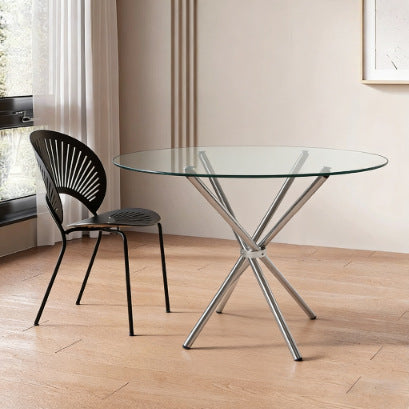 Export tempered glass table small apartment restaurant dining table cross-border accessible luxuryclassy sense negotiation table for home dining table