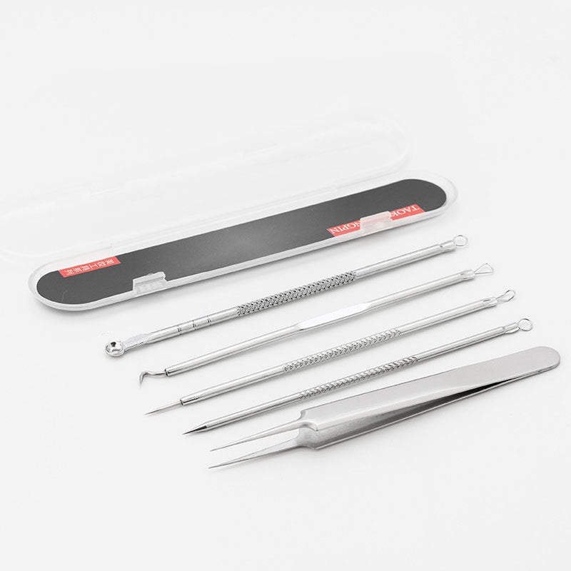 Oem in stock stainless steel acne clip suit acne needle cell clip squeeze blackhead remove acne acne tweezers tool