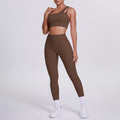 fashion double-sided nylon brushed single-shoulder yoga suit sports running fitness pants two-piece set for women