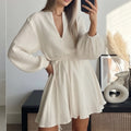 european and american export women's clothing: new summer skirt - fashionable and elegant v-neck tie-waist mini dress