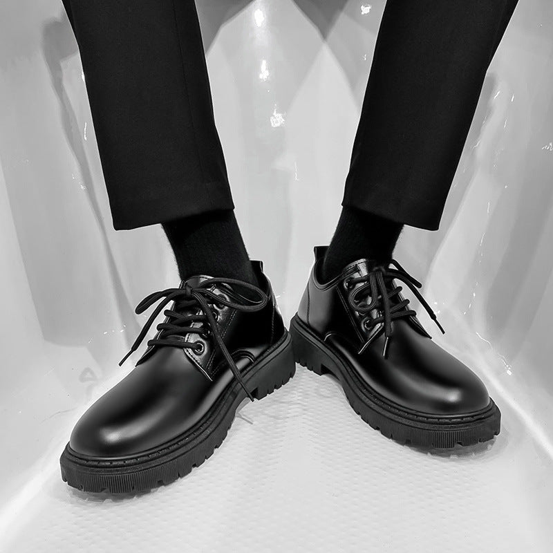 Men's business leather shoes - spring 2026 new collection - youthful british style - student suit shoes - round toe casual trendy shoes