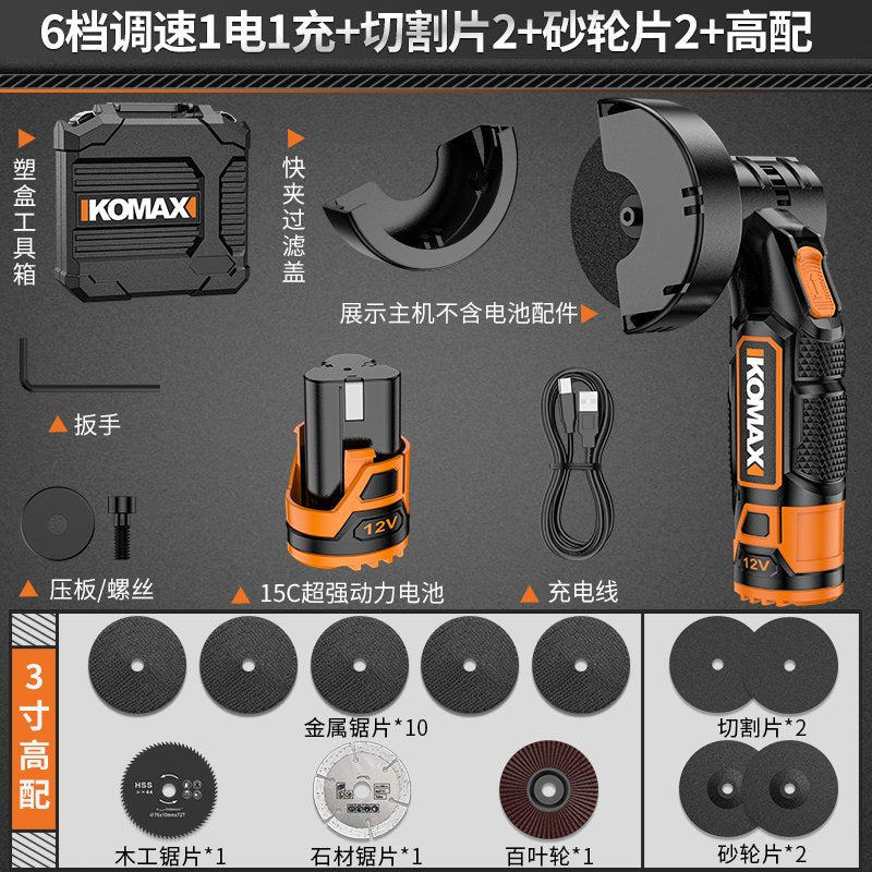 Lithium battery mini angle grinder - cordless polisher, sander, multi-function small hand grinder & cutter for home use