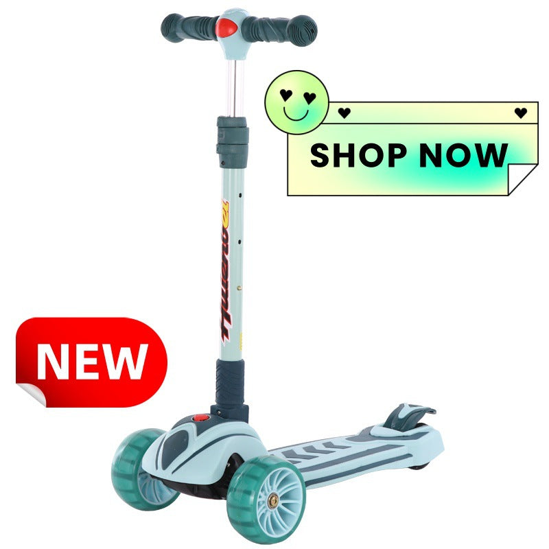 Children's four-wheel flash scooter, adjustable height children's toy scooter for 2-6 years old, supplied by the manufacturer