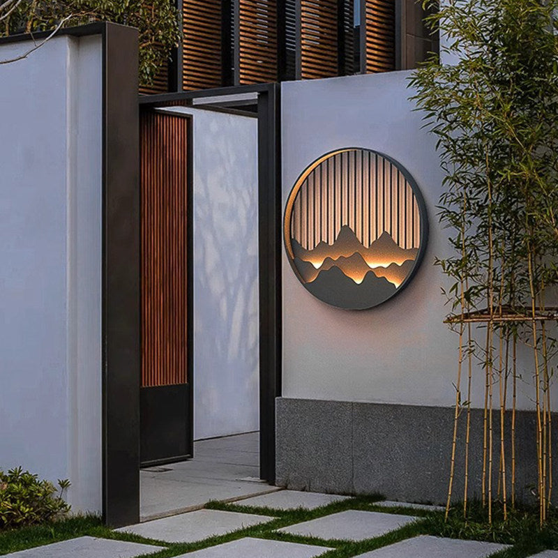 Outdoor new chinese style luxury villa gate waterproof wall lamp landscape courtyard entrance aisle light solar powered exterior wall light