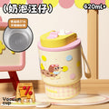 Kids' cartoon double-drink insulated mug, 316l stainless steel coffee cup, stylish design for girls, portable car water bottle with straw