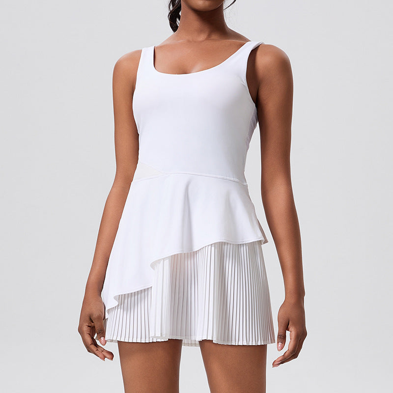New arrival slit sports skirt slimming look to cover the crotch fashion tape tennis skirt silm sports skirt badminton skirt
