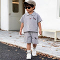 Kids' polo shirt and shorts set - new cotton collection with puppy logo - boys' solid color outfit - wholesale direct from factory