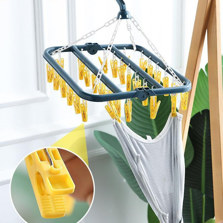 New arrivalthickened 32 clip multi-clip clothes drying rack clothes hanger multifunctional hotel plastic clothes hanger for home socks