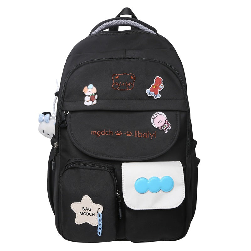 Spring, summer, middle and high school students, large-capacity backpacks, versatile burden reduction, fashion trend, two-piece set, schoolbag, tutoring bag