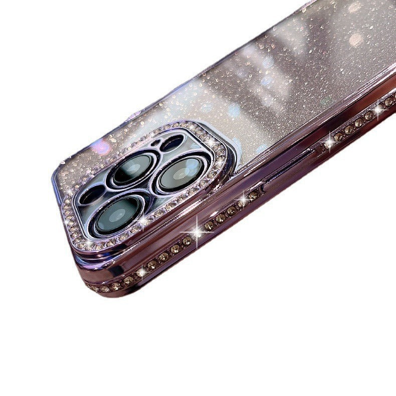 New arrival diamond-encrusted electroplated glitter rhinestone 17 suitable for iphone15pro mobile phone case apple 13 all-inclusive protective cover