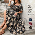 European and american new style printed retro country style plus size women's clothing 150kg patchwork plus size red dress